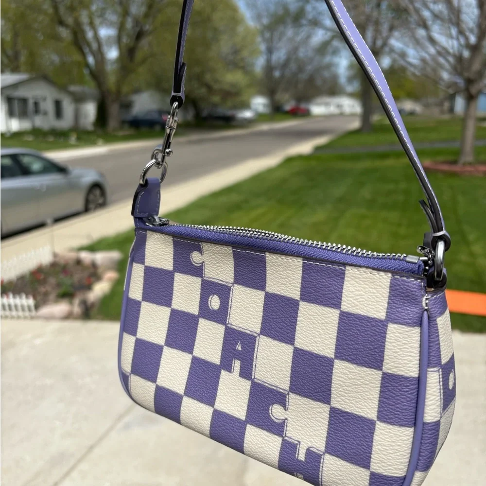 Coach Purple and White Checkered Women's Bag - Picture 4 of 6